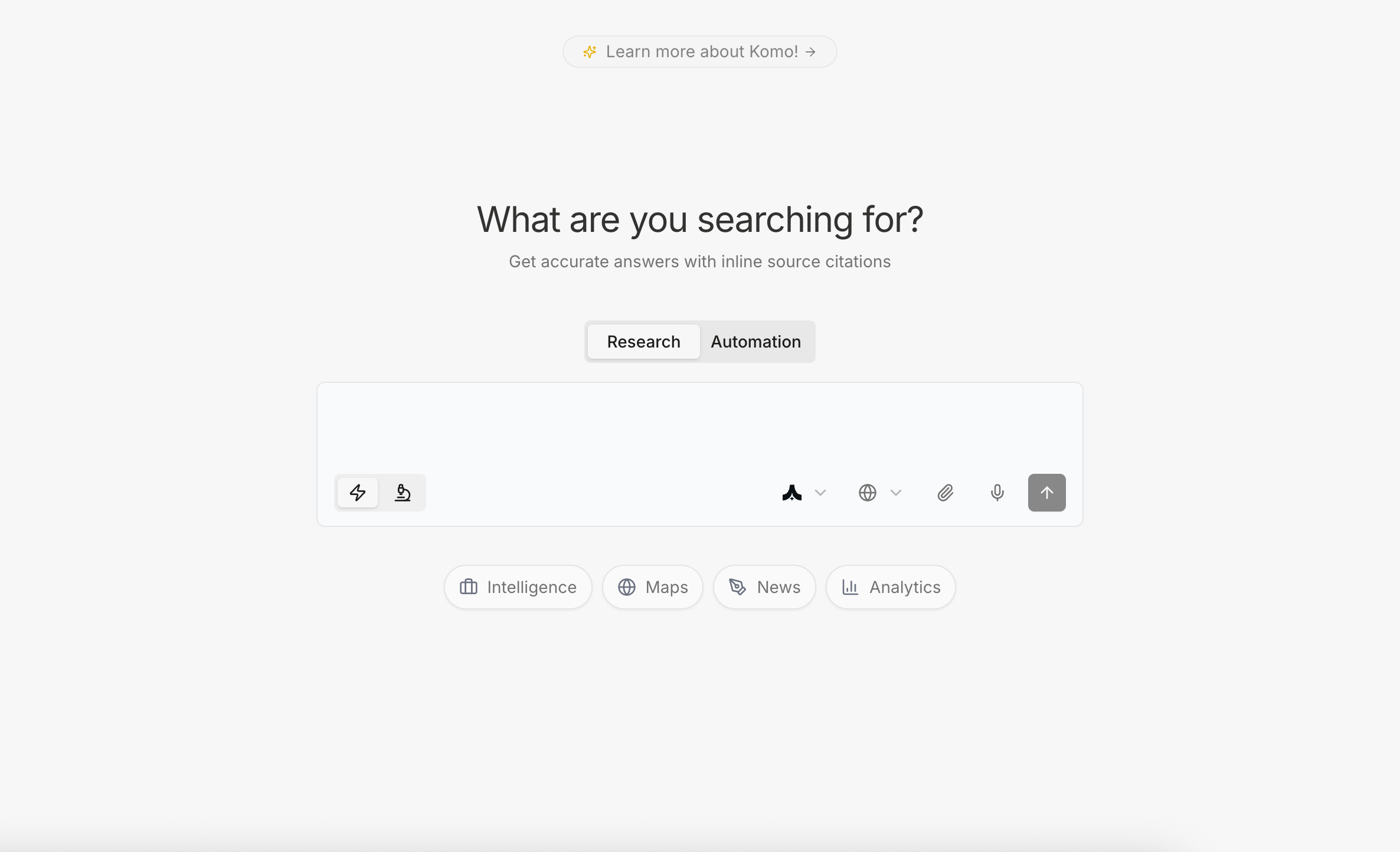 Screenshot of Komo website