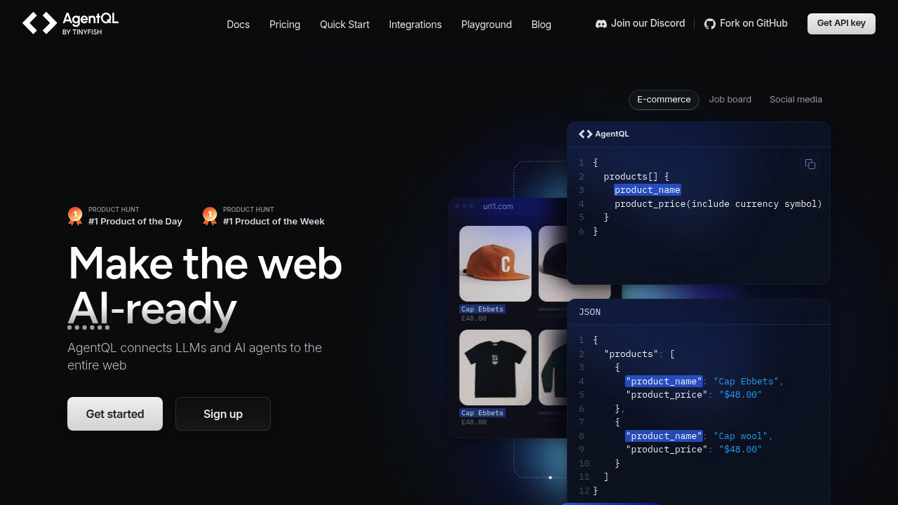 Screenshot of AgentQL website