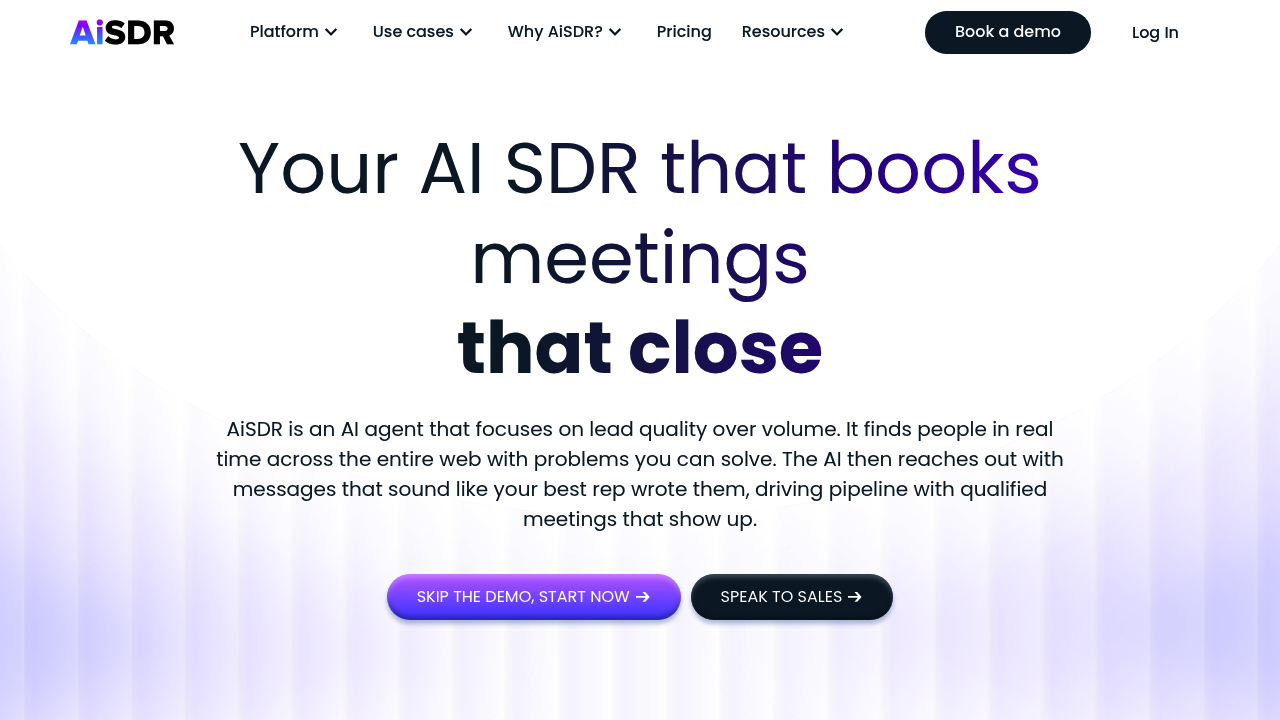 Screenshot of AiSDR website