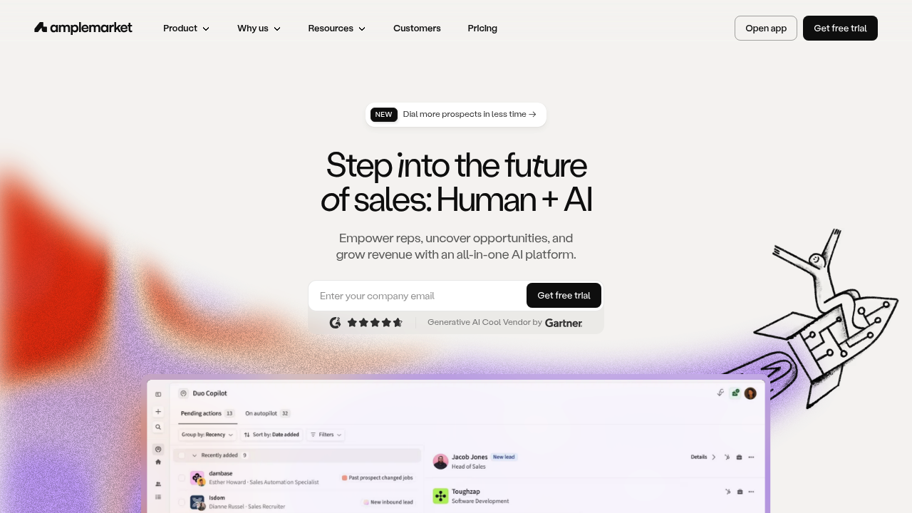 Screenshot of Amplemarket website