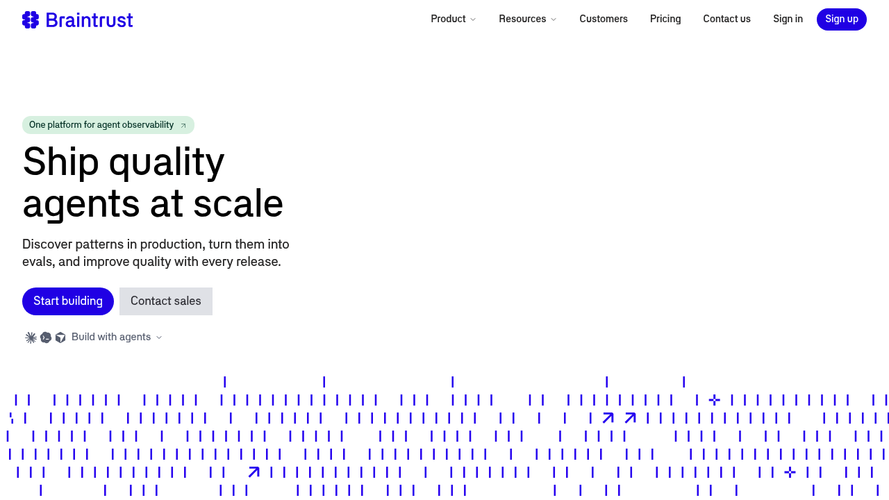 Screenshot of Braintrust website