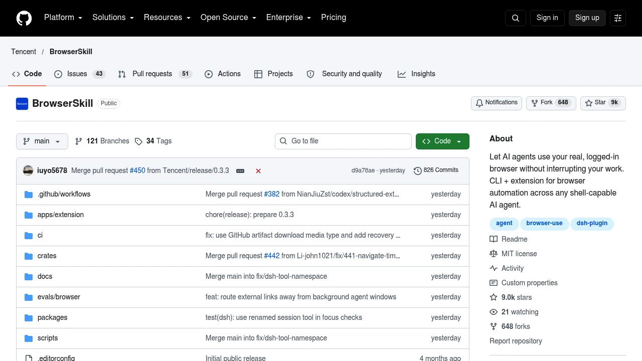 Screenshot of BrowserSkill website