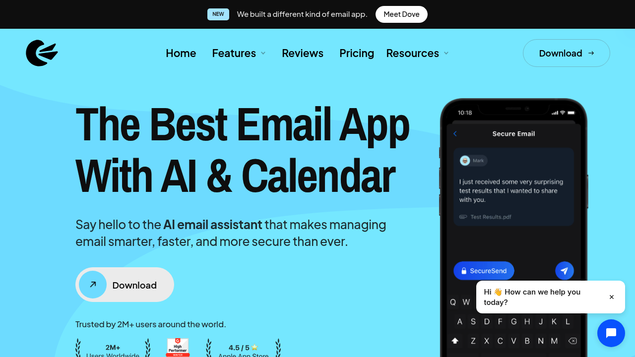 Screenshot of Canary Mail website