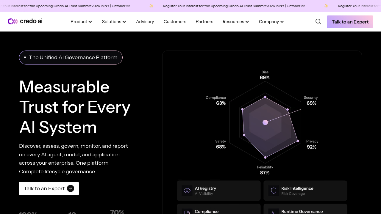 Screenshot of Credo AI website