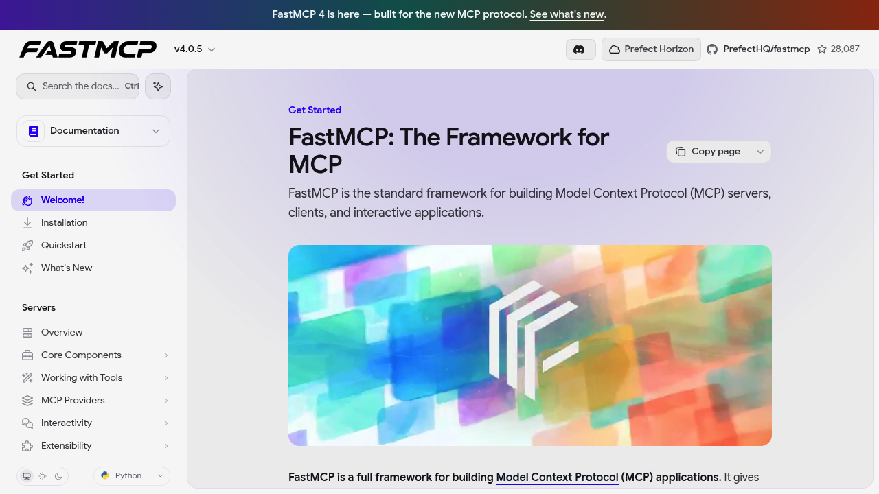 Screenshot of FastMCP website