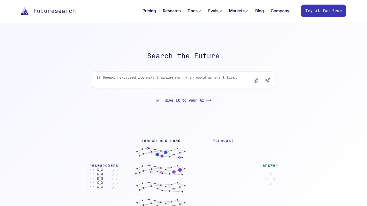 Screenshot of FutureSearch website