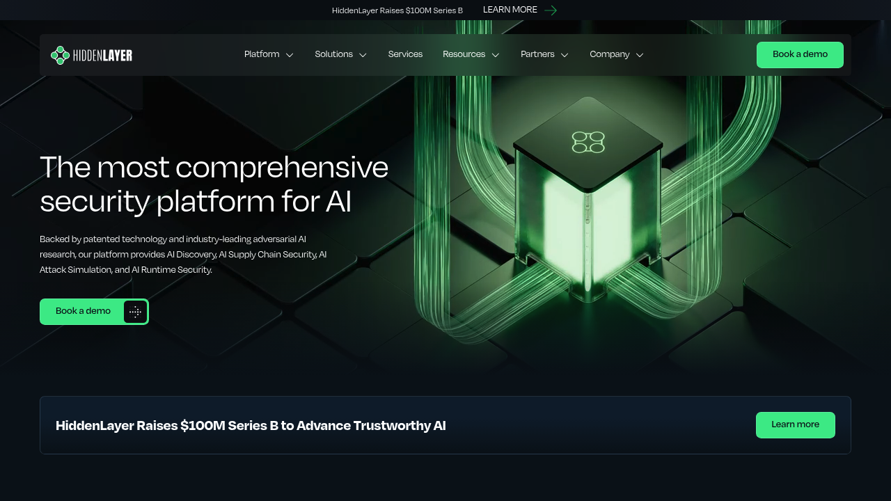 Screenshot of HiddenLayer website