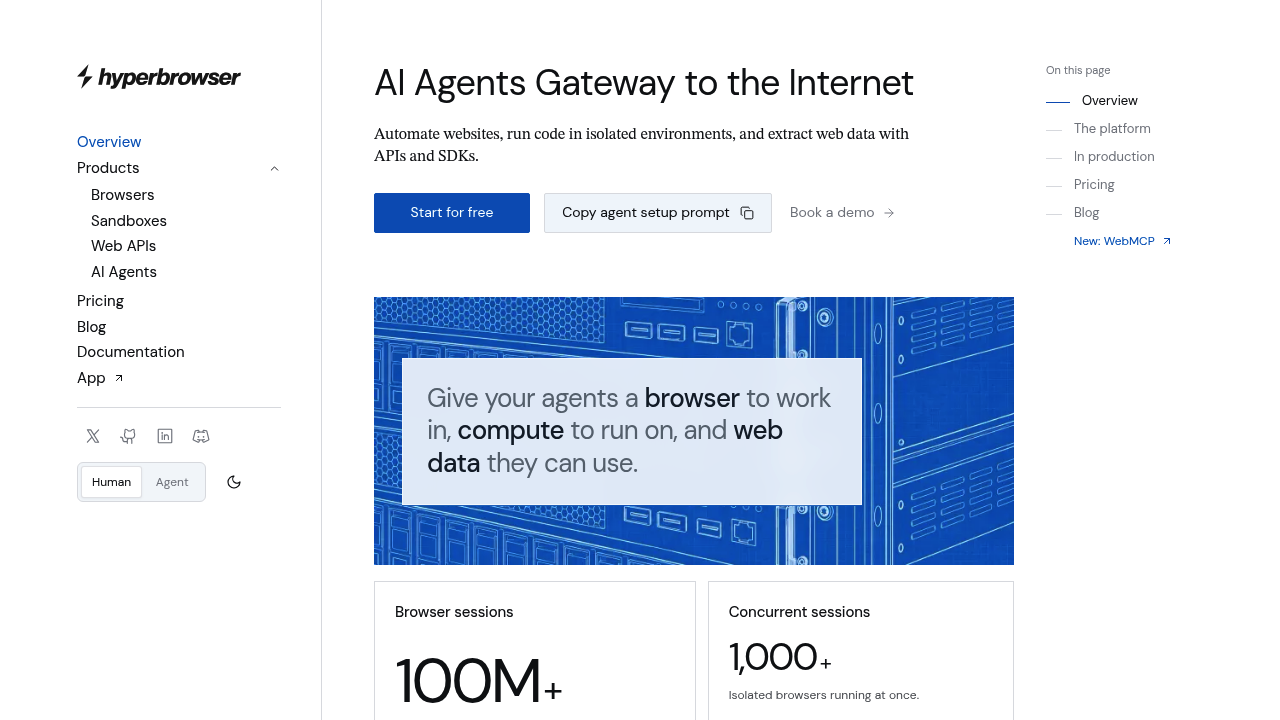 Screenshot of Hyperbrowser website
