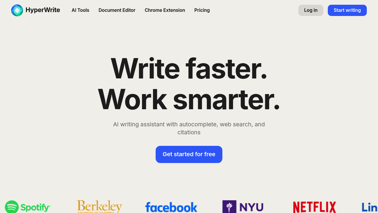 Screenshot of HyperWrite website