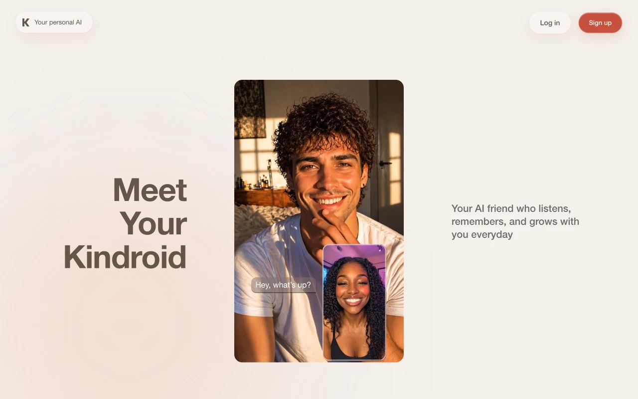Screenshot of Kindroid website