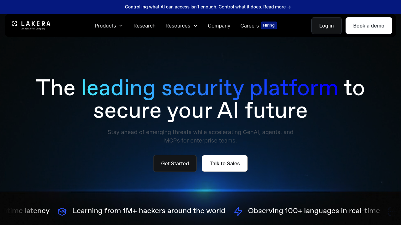 Screenshot of Lakera website