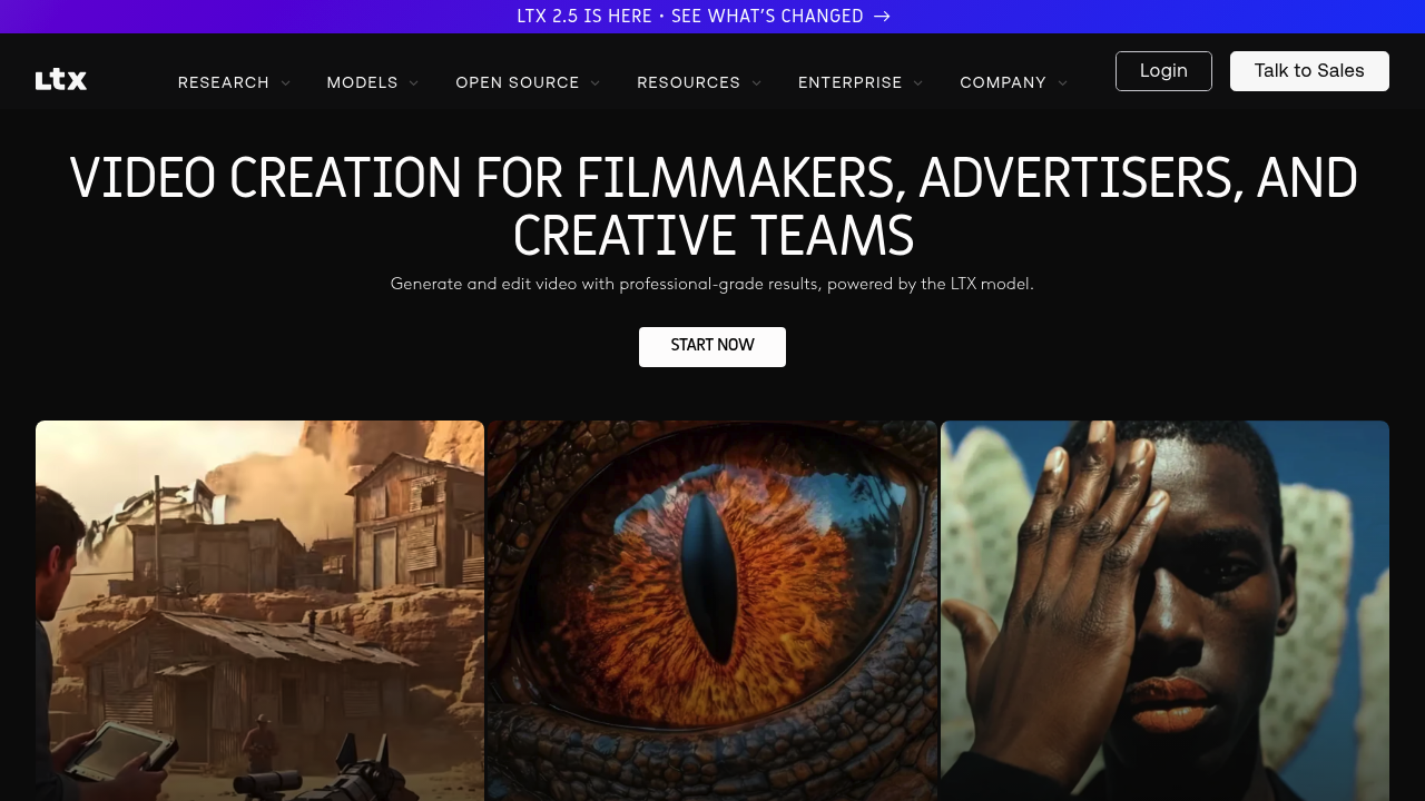 Screenshot of LTX Studio website