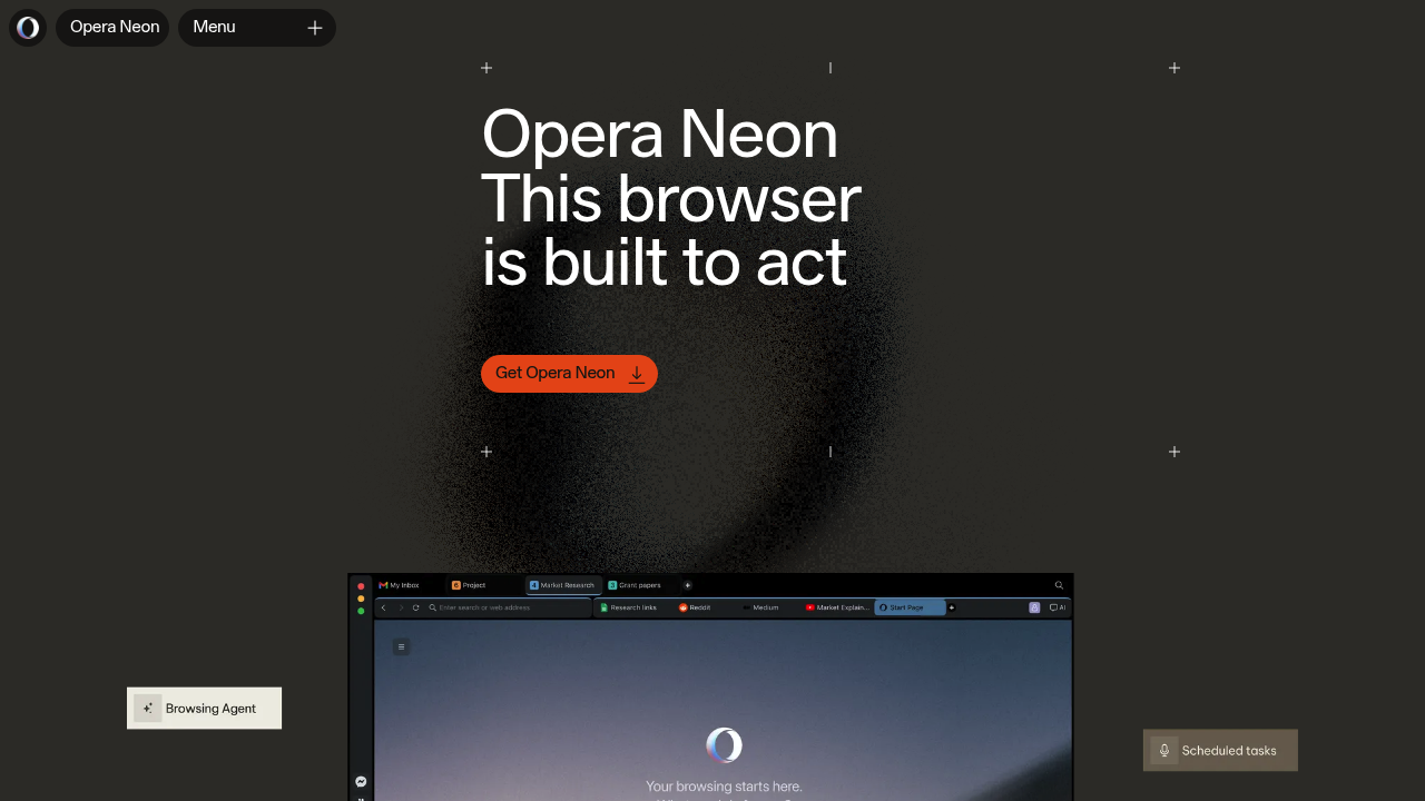 Screenshot of Opera Neon website