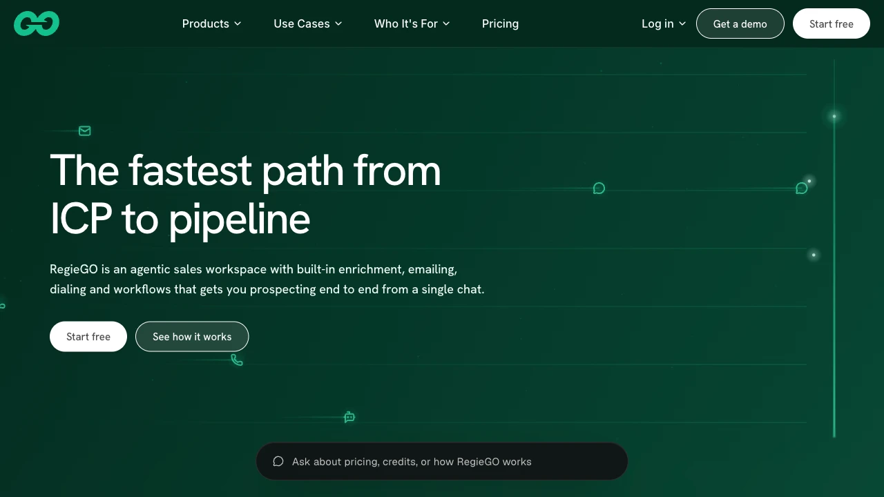 Screenshot of Regie.ai website