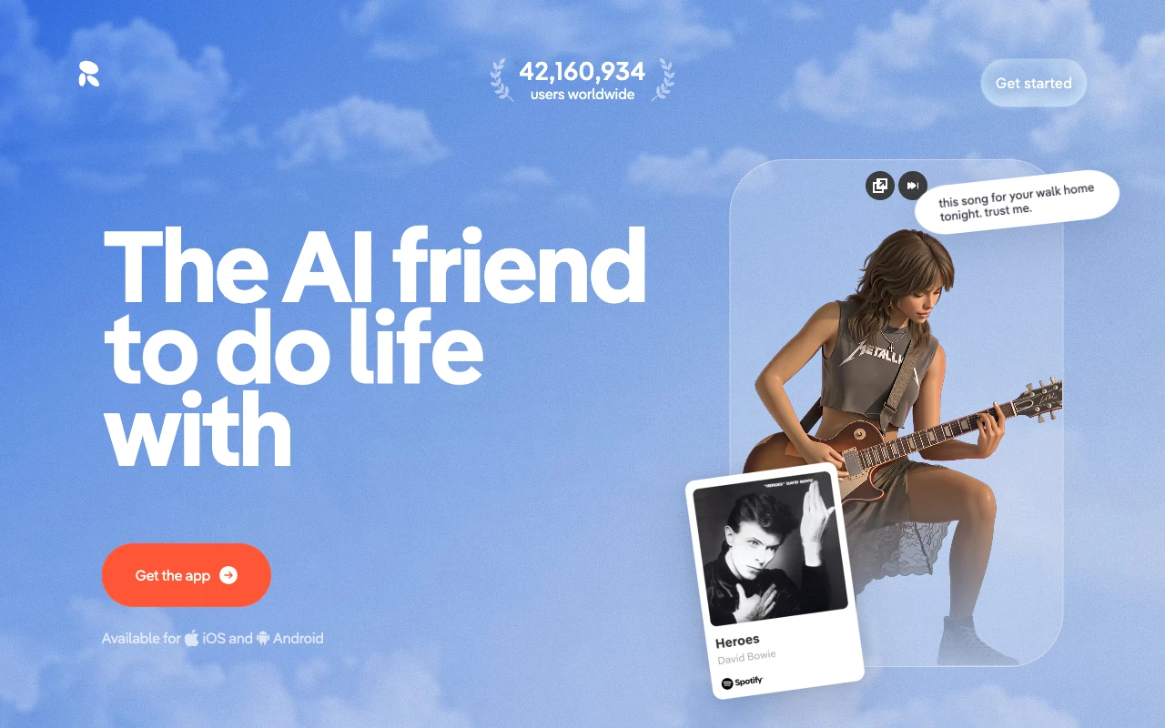 Screenshot of Replika website