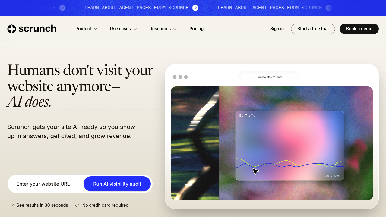 Screenshot of Scrunch website