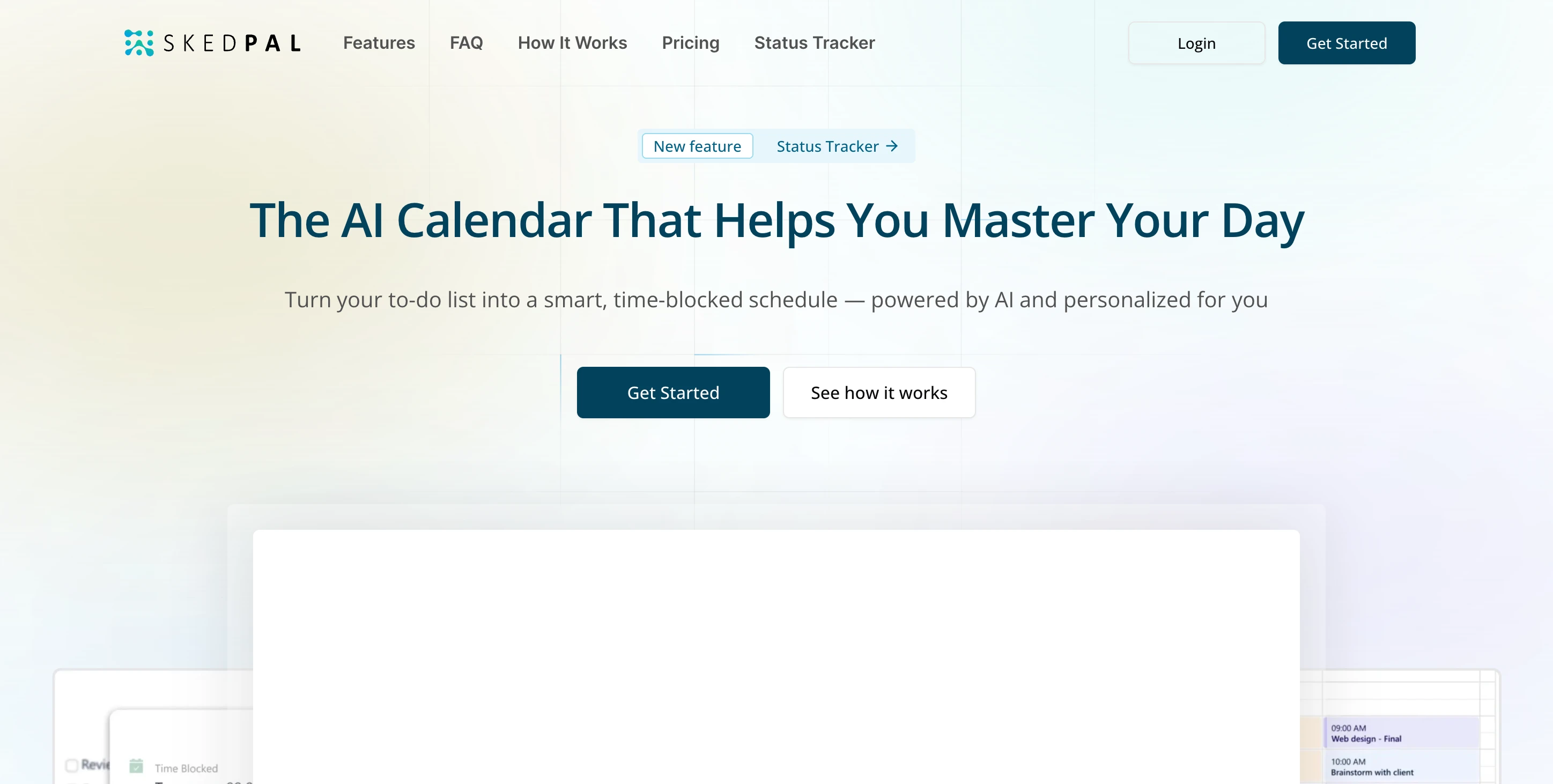 Screenshot of SkedPal website