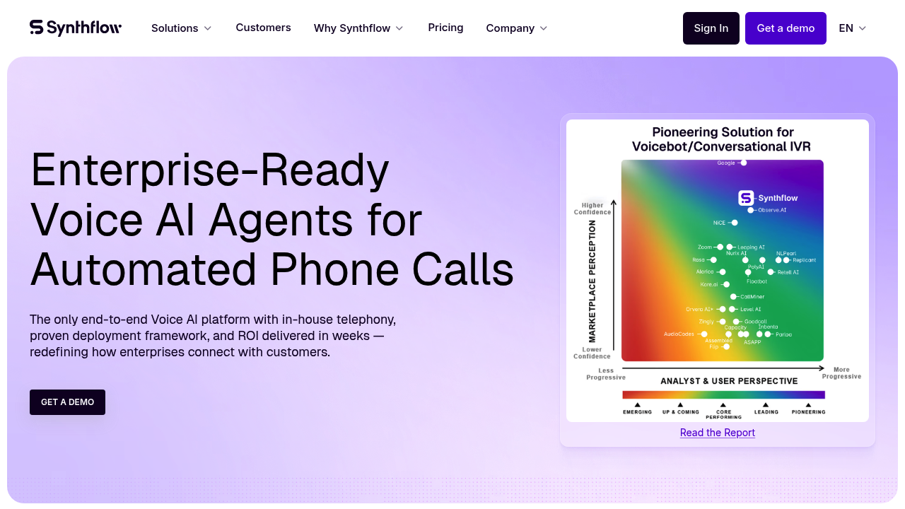 Screenshot of Synthflow website