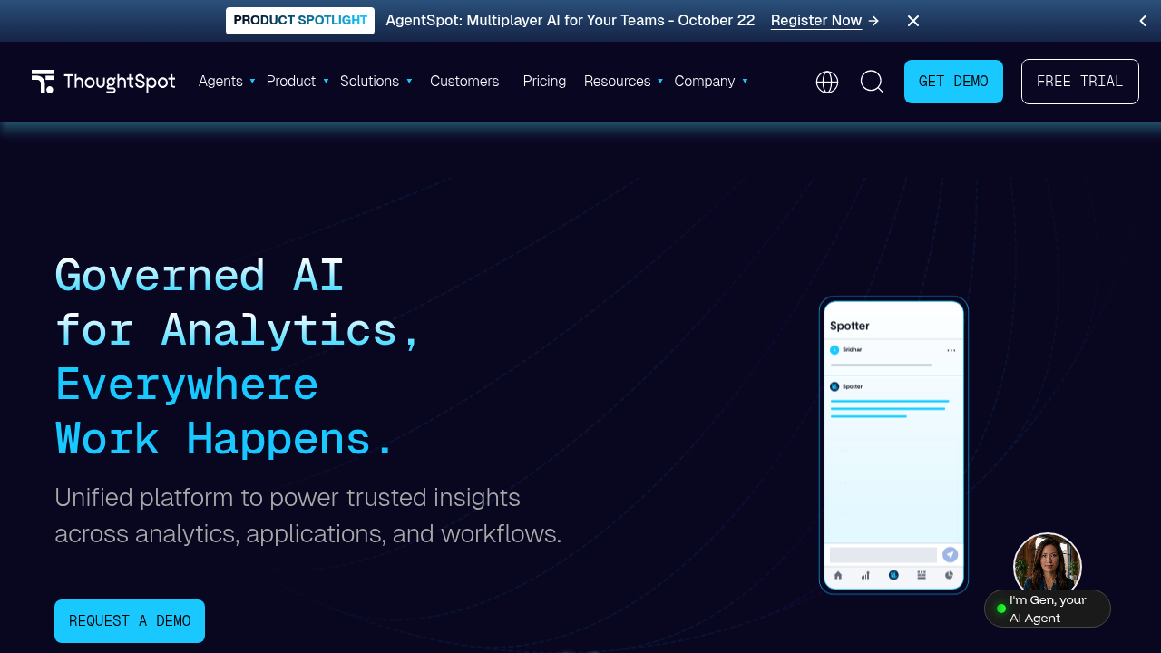 Screenshot of ThoughtSpot website