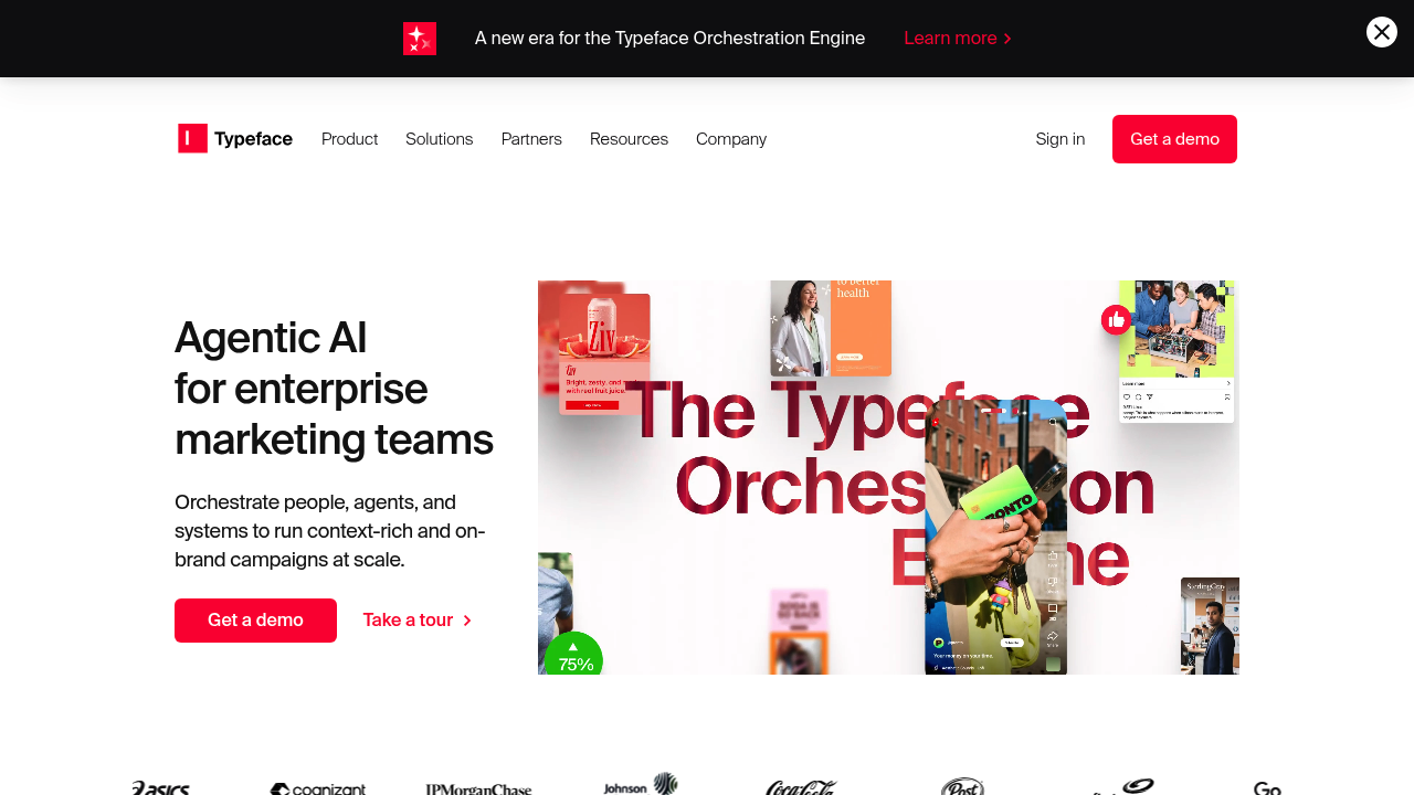 Screenshot of Typeface website