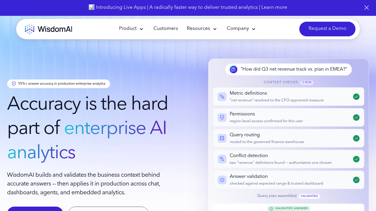 Screenshot of WisdomAI website
