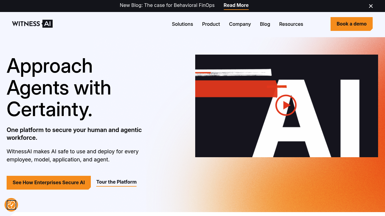 Screenshot of WitnessAI website