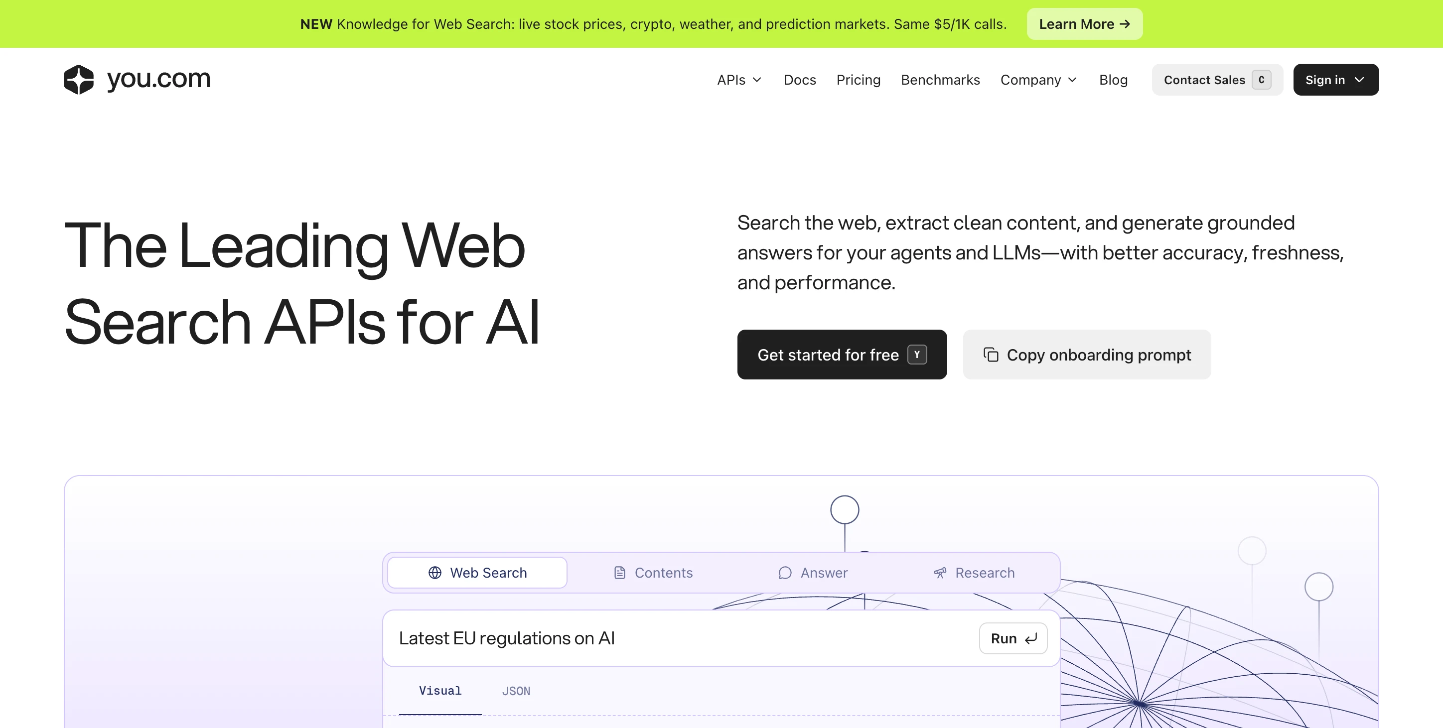 Screenshot of You.com website