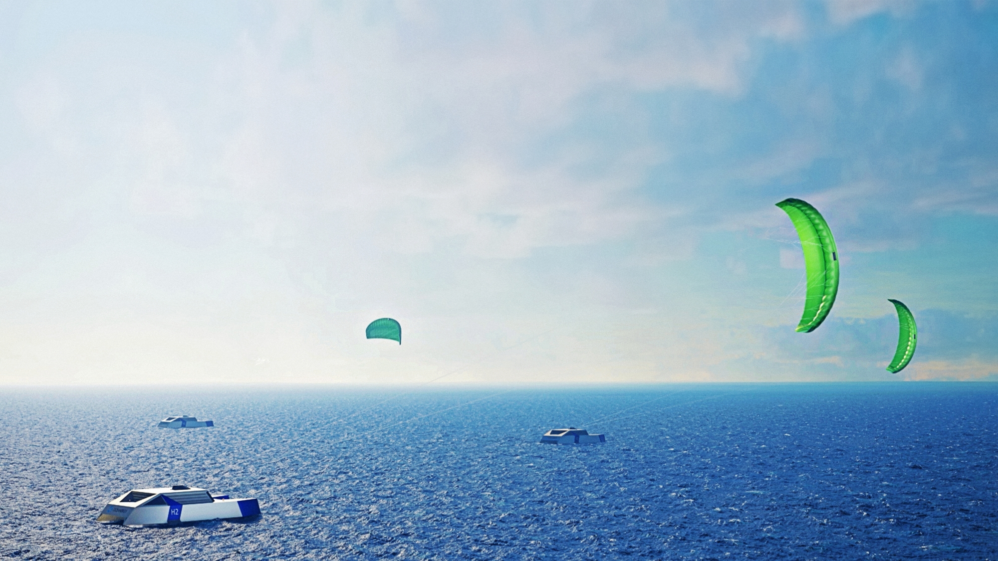 Vision einer KITE HYDROGEN SHIP Flotte