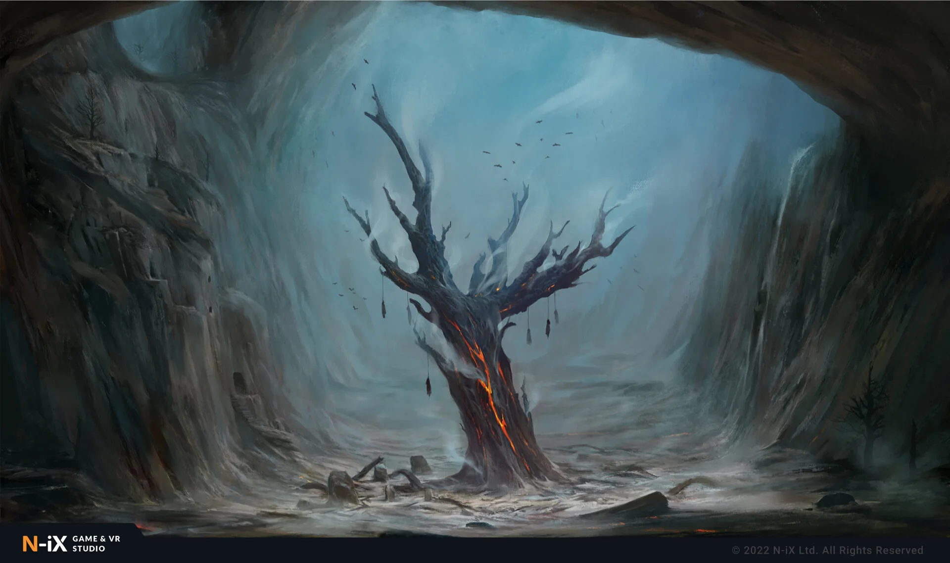 2d game environment burned tree