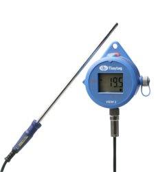 TV-4204 Tinytag View 2 low temperature data logger with digital display attached to a PT1000 probe