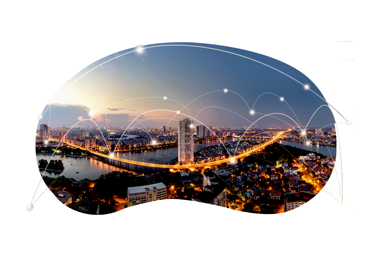 Smart city and wireless communication network concept. Digital network connection lines.