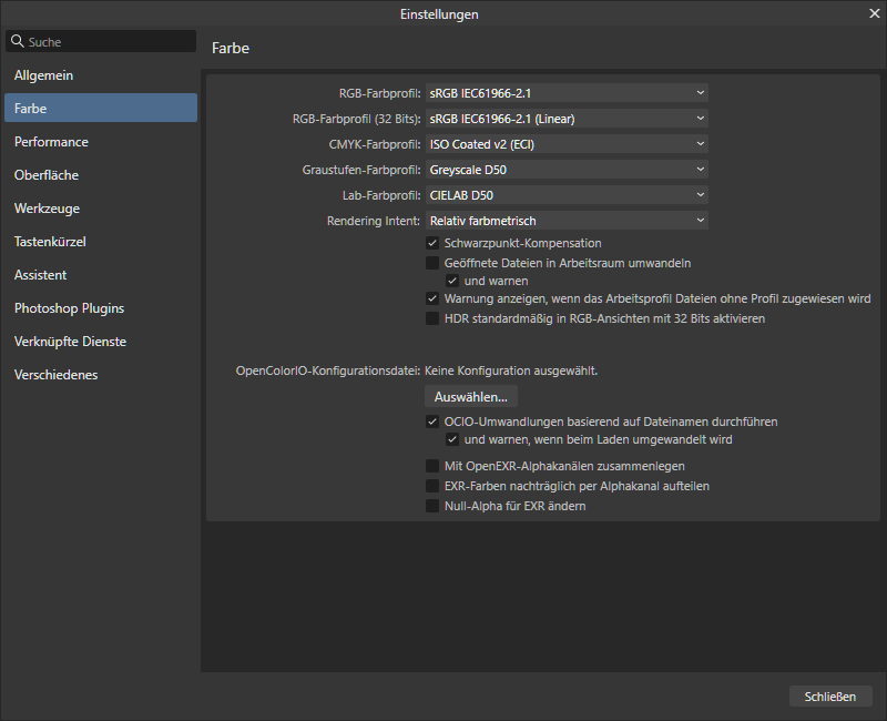 Affinity Photo 2 unterstützt nun auch OCIO V2-Konfigurationsdateien