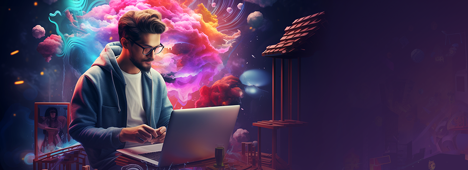 KI-generierter Mann am PC