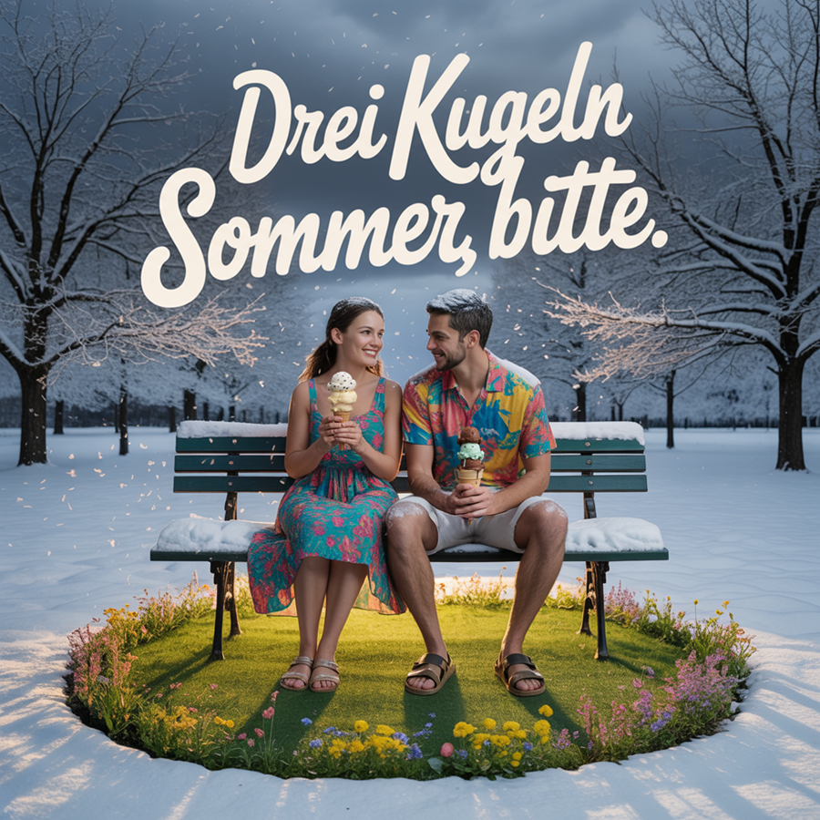 Dritter Entwurf: Zwei Personen im Winter mit Eis