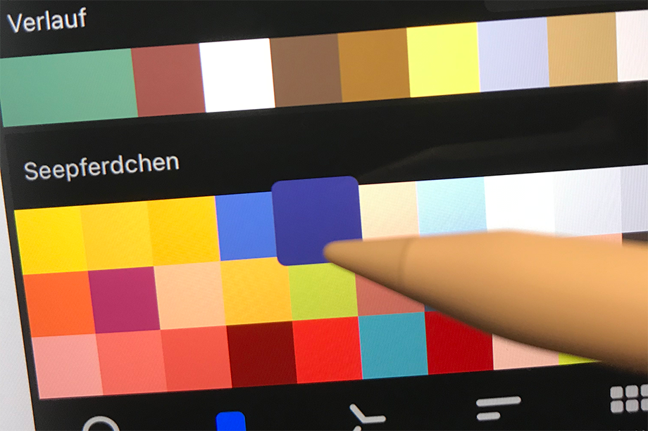 Die Farben in der Palette werden hervorgehoben.