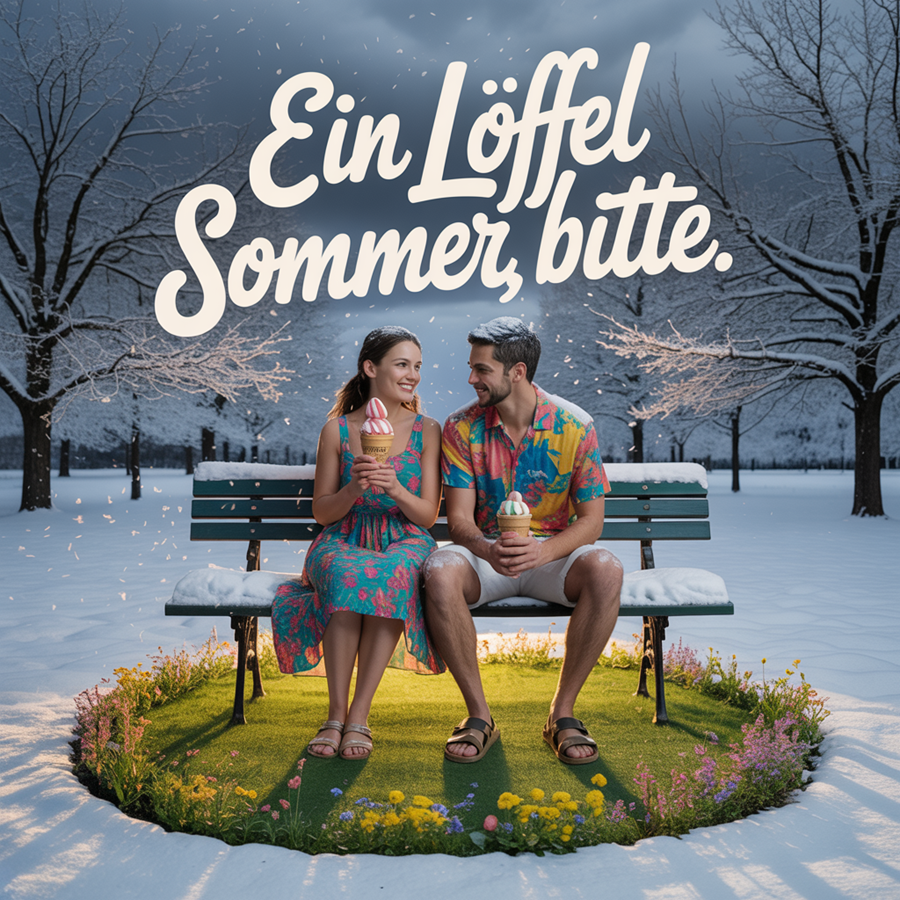 Zweiter Entwurf: Zwei Personen im Winter mit Eis