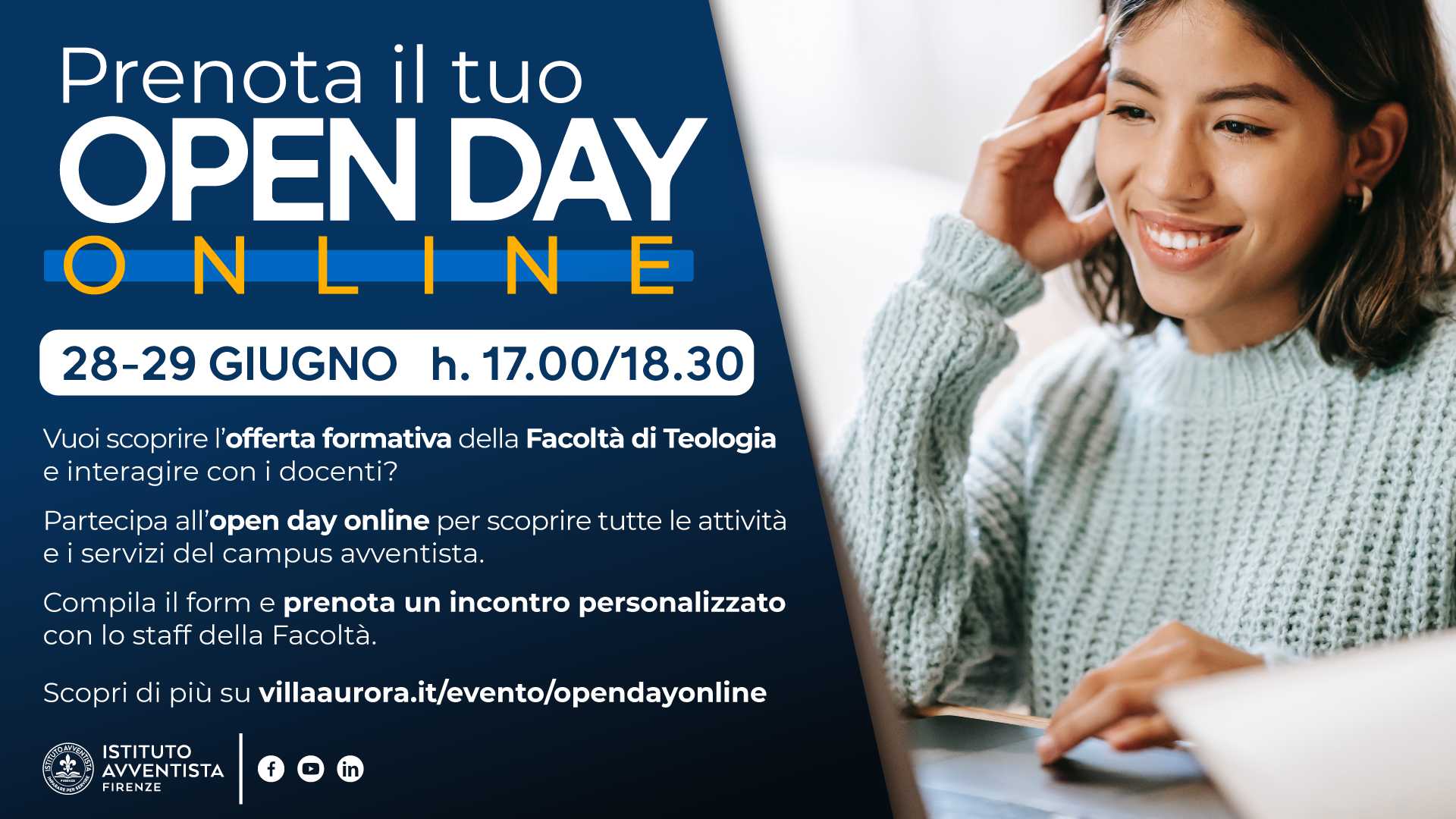 Facoltà avventista, il 28 e il 29 giugno arriva l’Open day online
