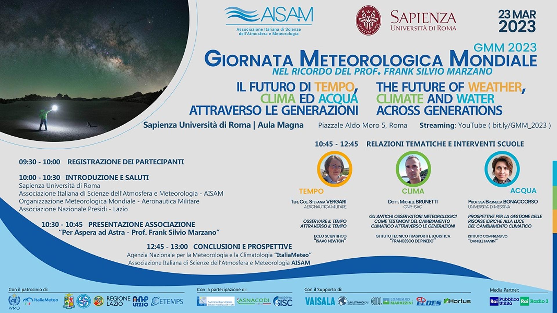 Giornata Meteorologica Mondiale, convegno a Sapienza Università di Roma