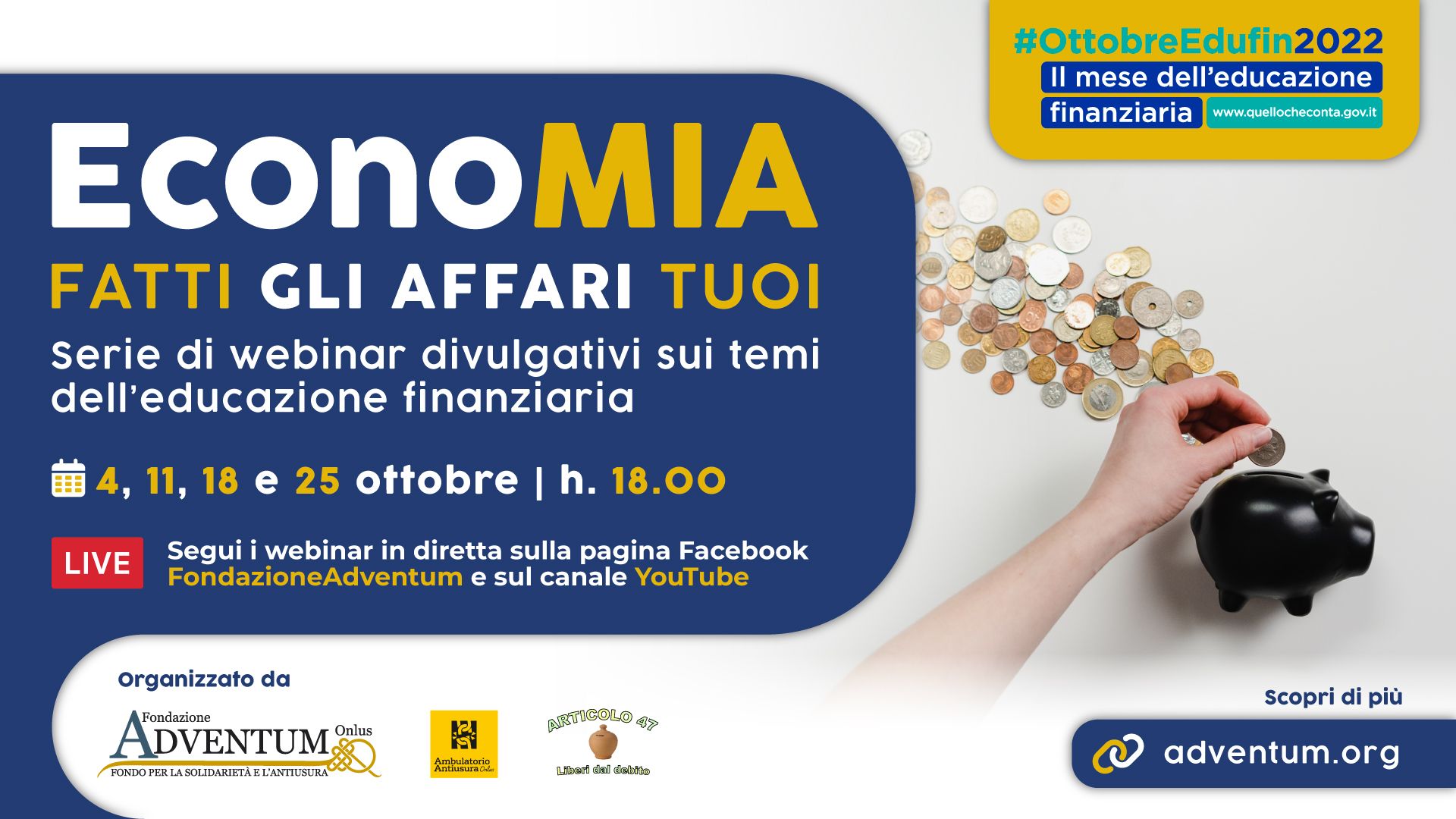 Fondazione Adventum, tornano i webinar sui temi dell’educazione finanziaria
