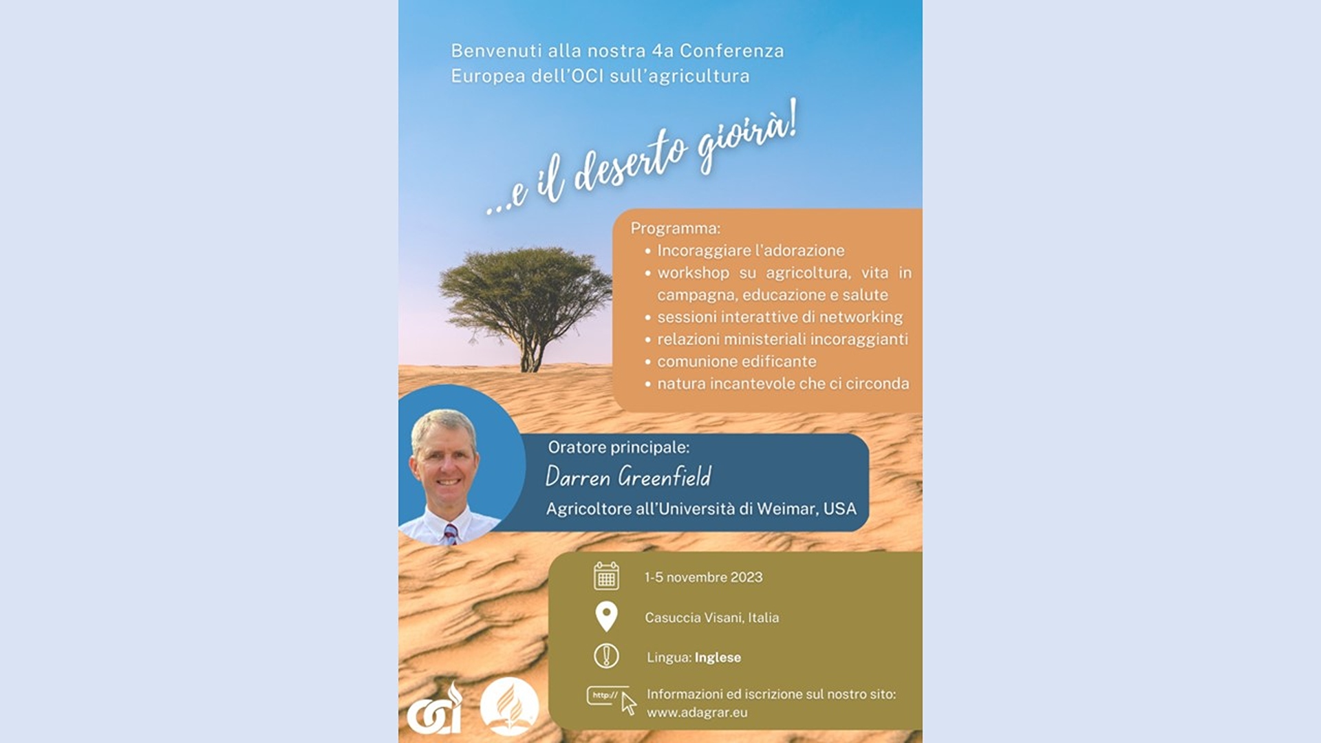 IV Conferenza europea sull’agricoltura: “…E il deserto gioirà!”