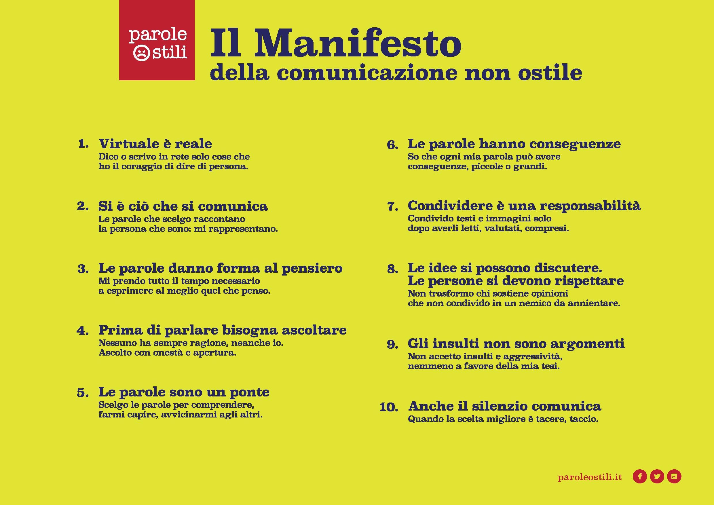 17 febbraio. Manifesto della comunicazione non ostile –  Un impegno di responsabilità condivisa