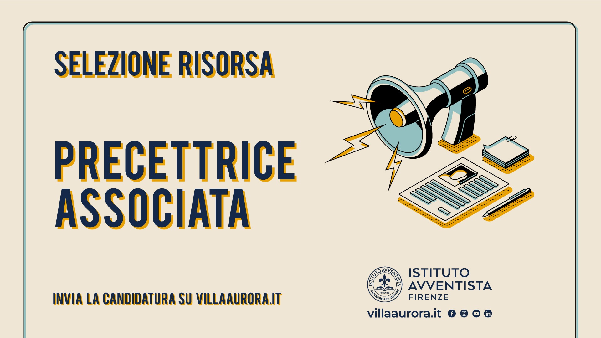 Istituto avventista. Selezione di una risorsa per il comparto precettorato