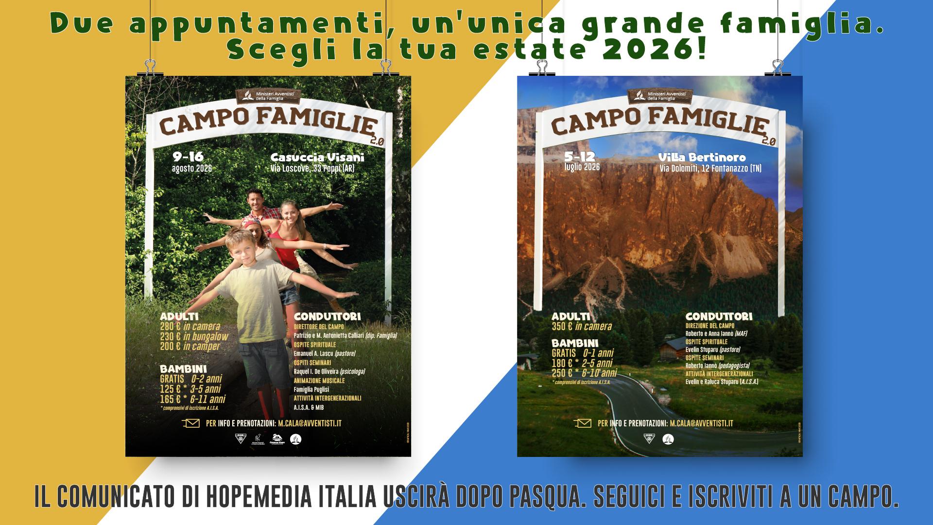 Campo famiglie. Anteprima 2026