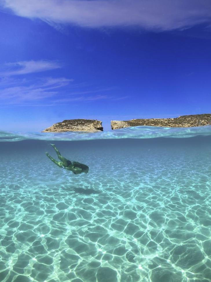 Blue Lagoon jump in the blue waters