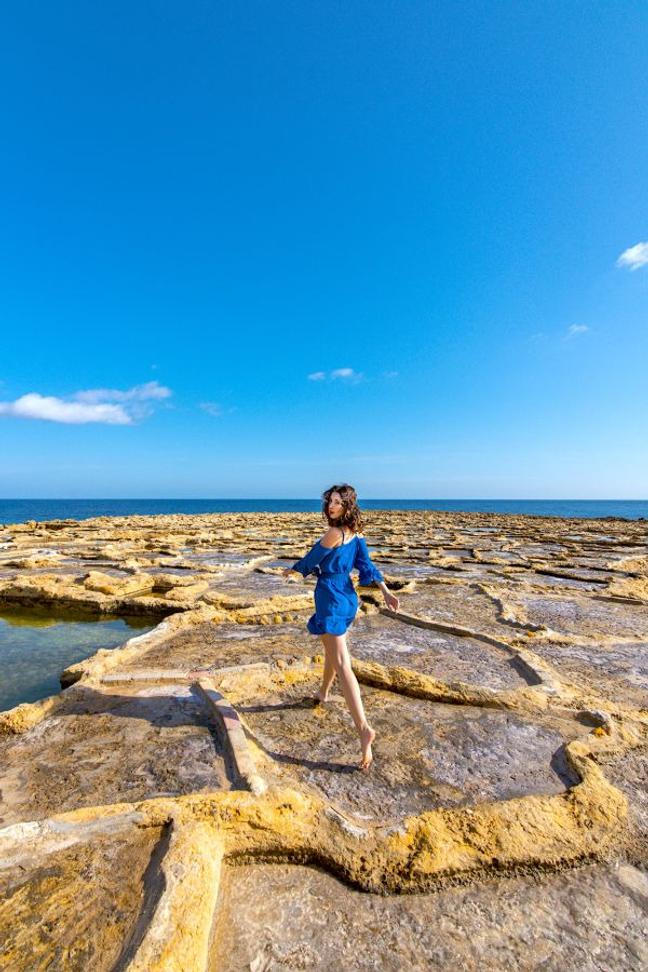 Walking around the salt pools in Malta