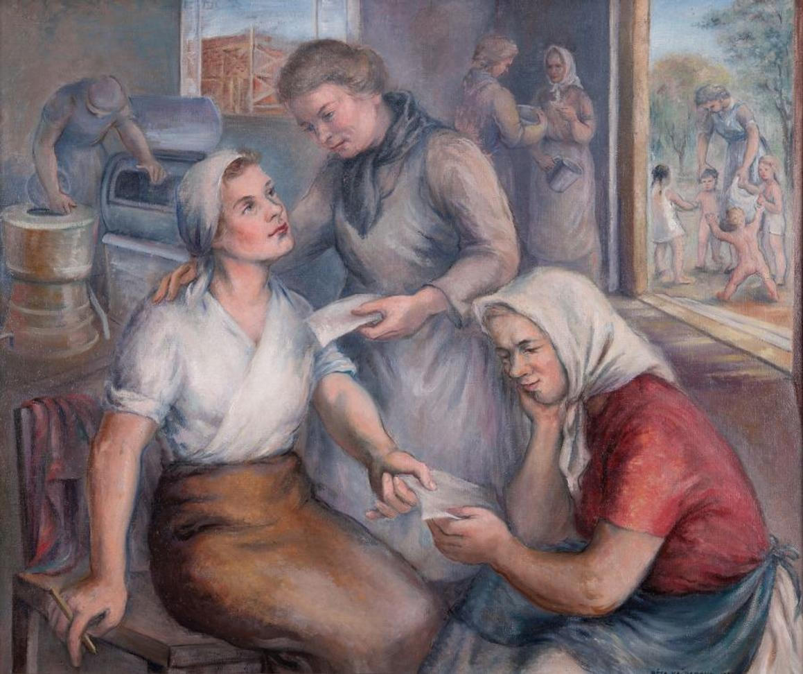 Běla Kašparová-Riegrová, Zemědělské ženy plánují, 1950, Galerie hl
