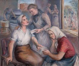 Běla Kašparová-Riegrová, Zemědělské ženy plánují, 1950, Galerie hl