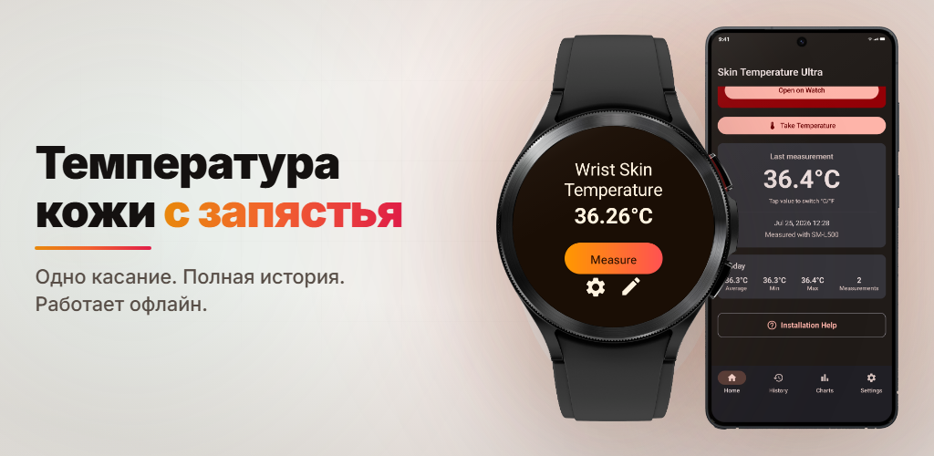 Что умеет приложение для измерения температуры кожи запястья на Galaxy Watch и какие модели поддерживаются?