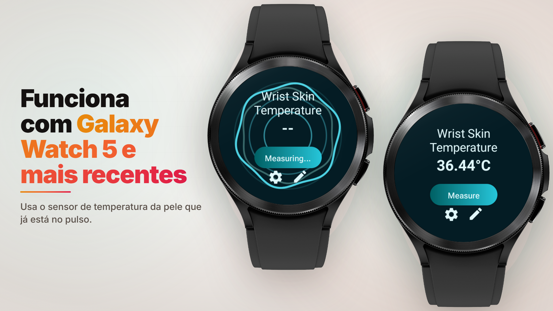 Imagem oficial do Body Temperature - Thermometer com medição e resultado em um Samsung Galaxy Watch compatível