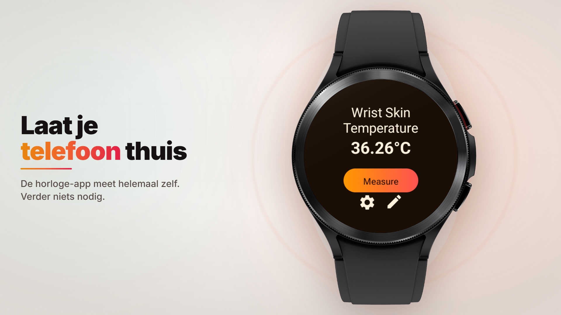 Zelfstandige Galaxy Watch-app die de huidtemperatuur van de pols toont zonder telefoon-app